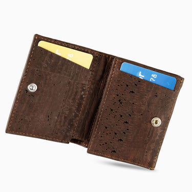 Brown leather wallet with card slots on a white background #color_brown
