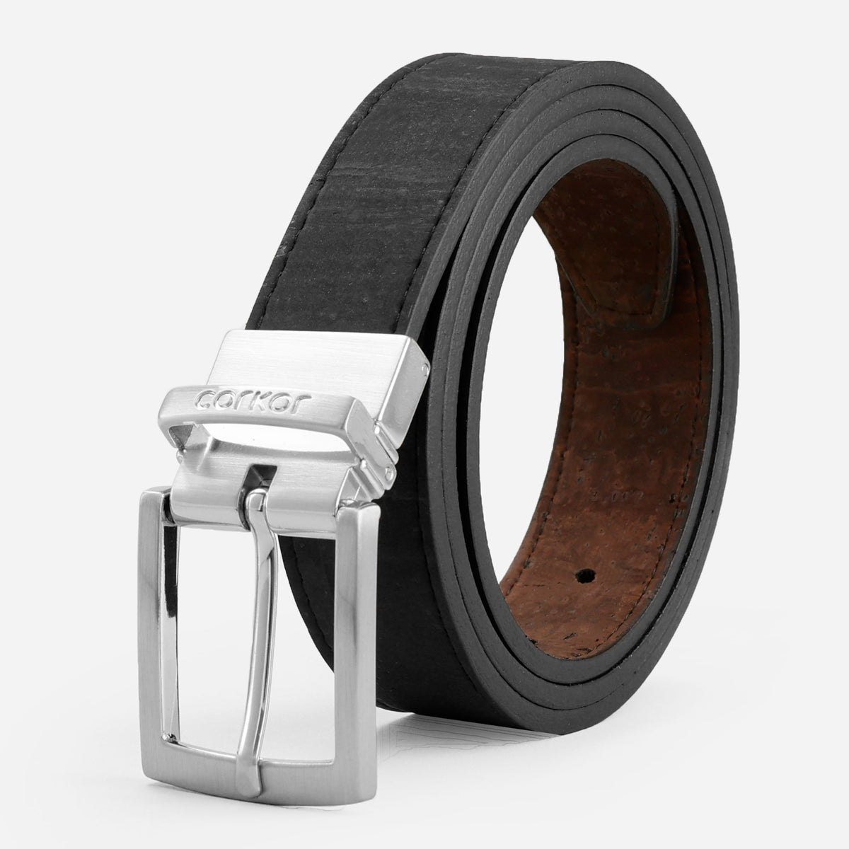 Reversible Vegan Cork Belt for Men | Brown & Black Belt – Corkor display picture 3