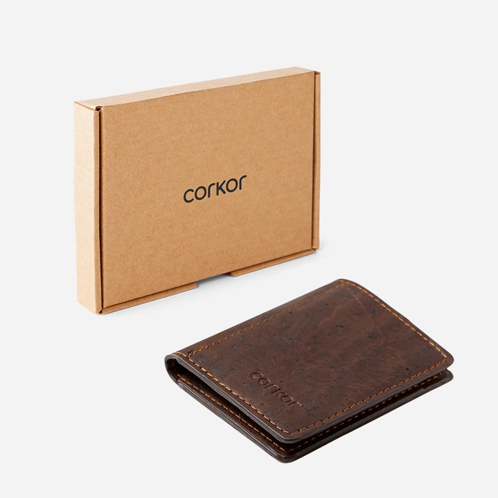 The Slim Cork wallet and its box.