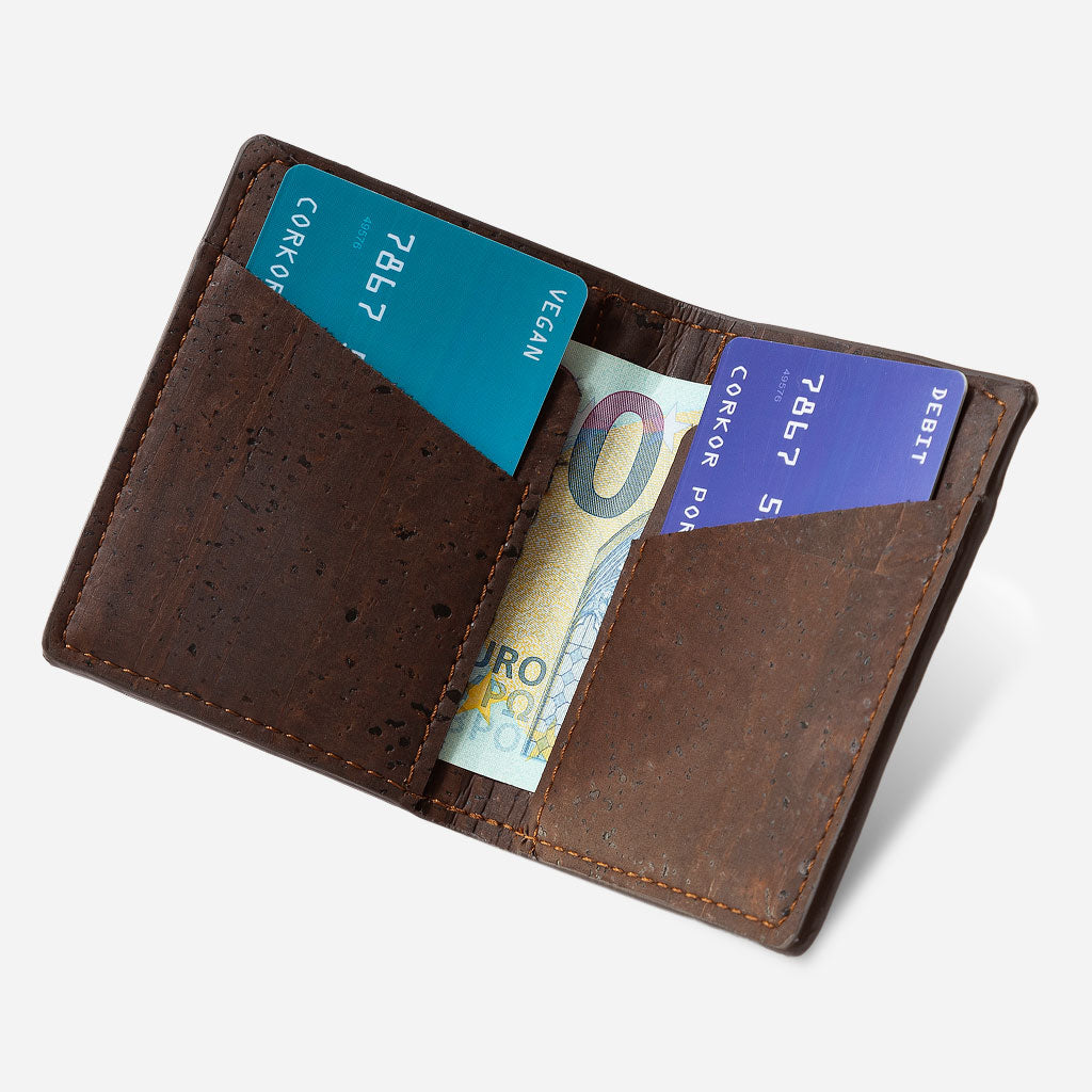 Slim Cork Coin Wallet for Minimalist Men | Non-Leather Wallet | Corkor - Brown