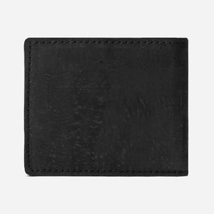 Back Side of The Bifold Wallet for Men. Black Cork.