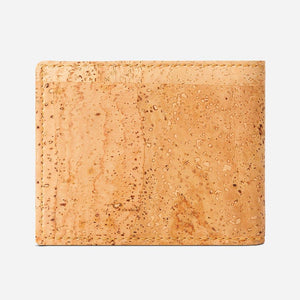 Back Side of The Bifold Wallet for Men. Light Brown Cork.