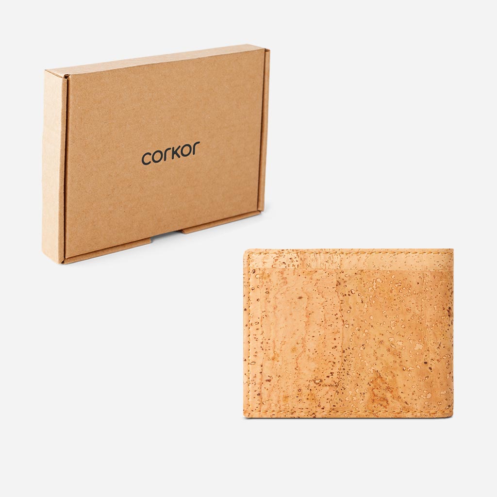 Corkor Vegan Cork Slim Wallet, Dark Brown
