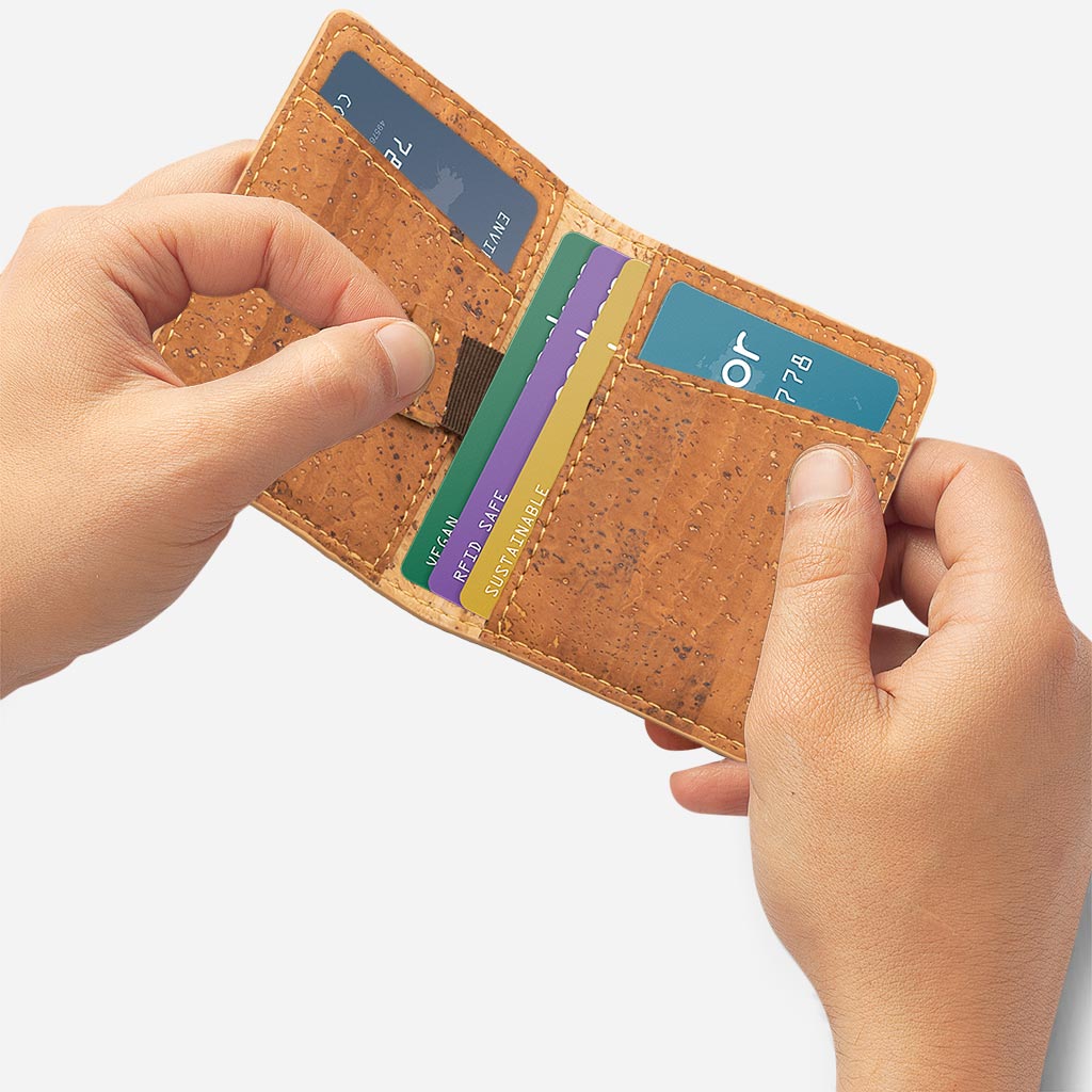 Slim Cork Wallet for Minimalist Men, Vegan, Eco-friendly