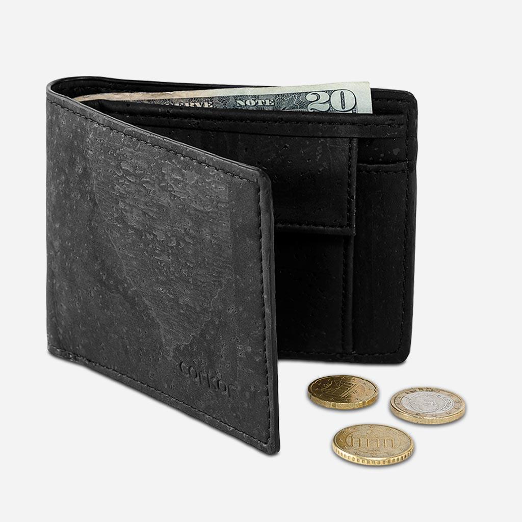 Vegan wallet with coin store pocket