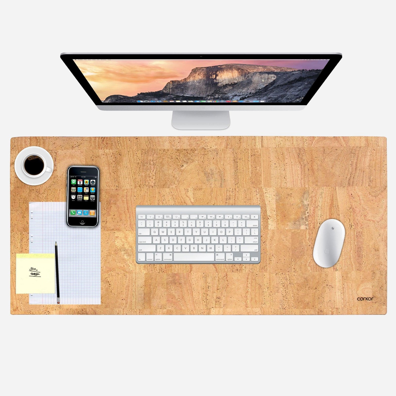 Cork Desk Mat Vegan Pad Blotter Non Leather Handmade