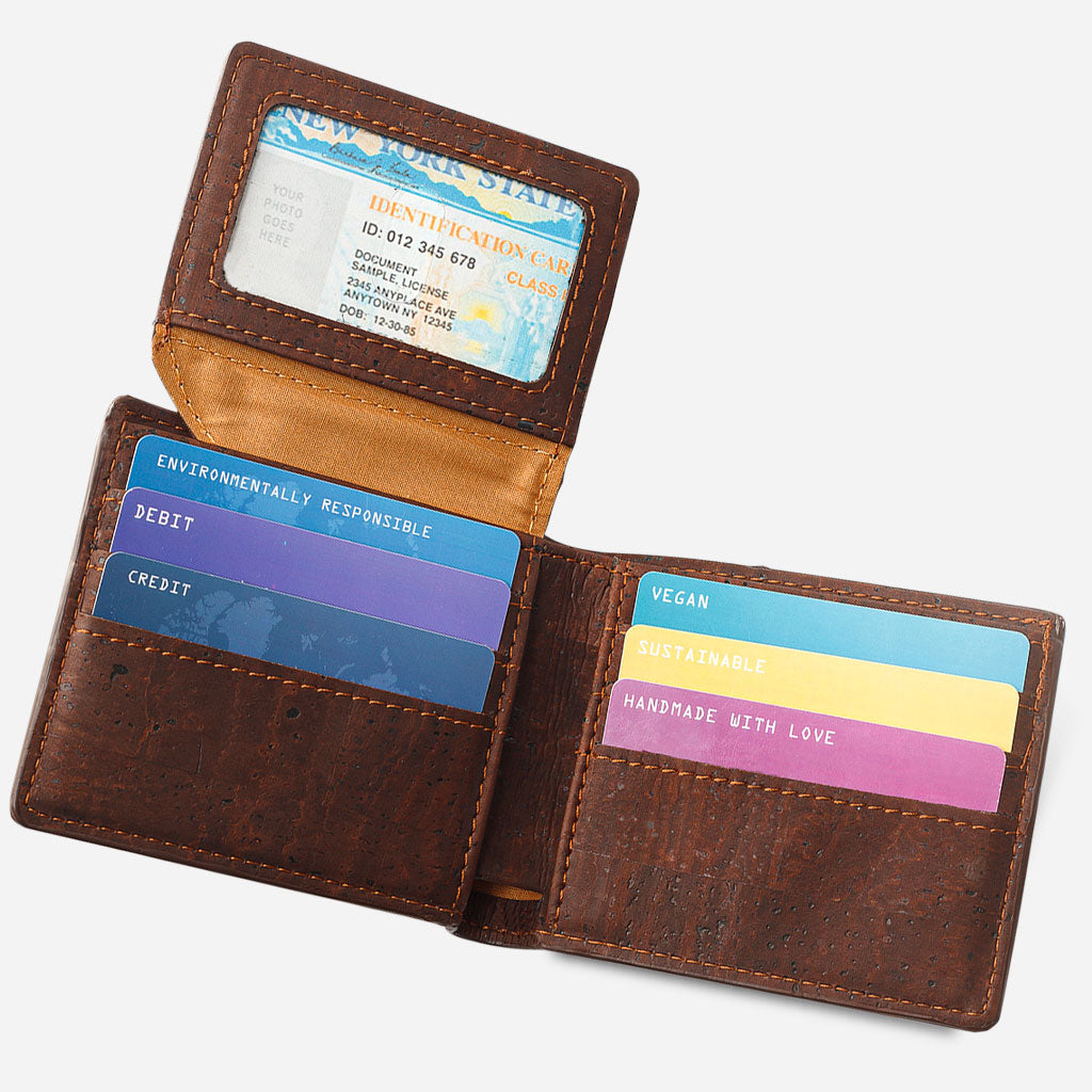 Corkor Vegan Cork Minimalist Wallet, Dark Brown