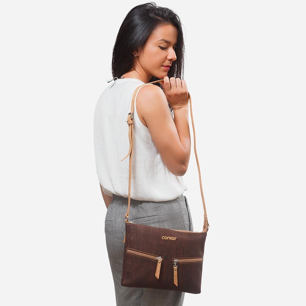 Small Crossbody Purses Brown Color, Cork Bag for Women