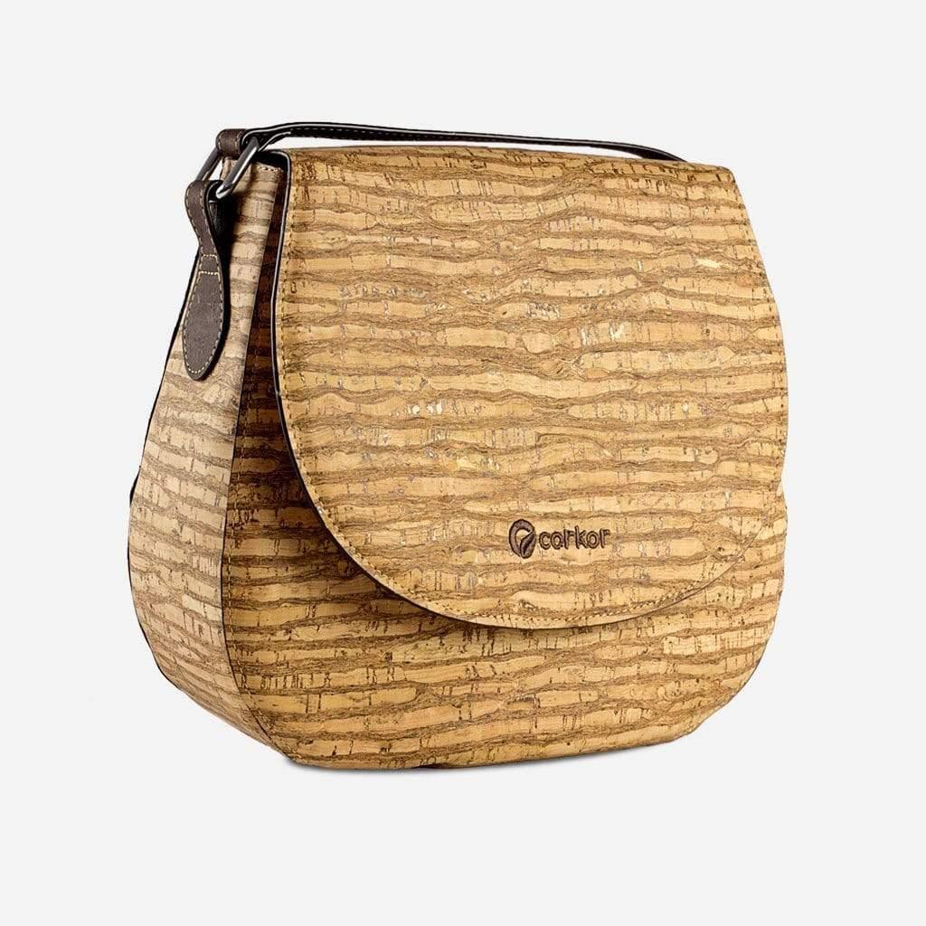 Cork Saddle Bag Brown Vegan Eco Friendly Cork Purses Corkor
