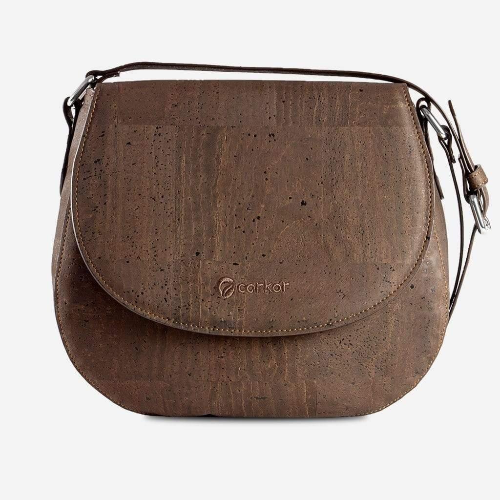 Cork Saddle Bag Brown Vegan Eco Friendly Cork Purses Corkor